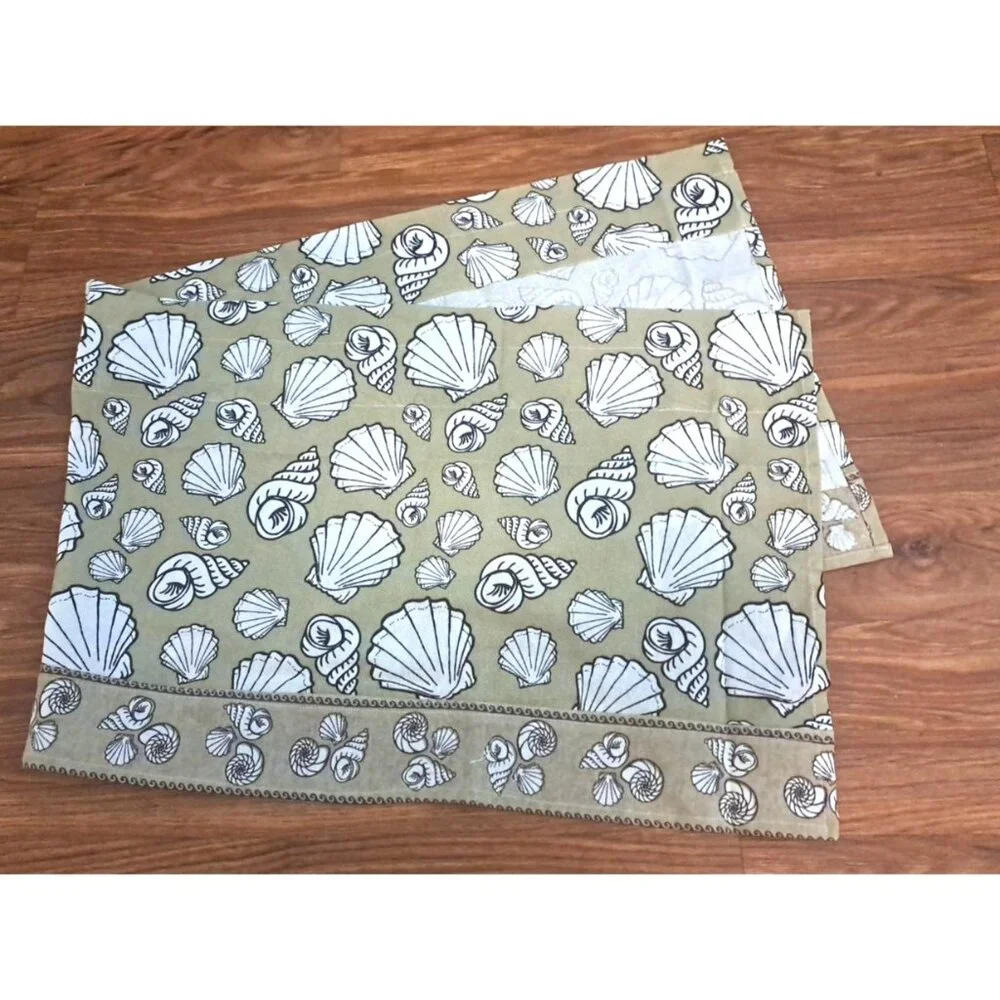 Ocean Life Valance Seashells Beige White Beach House Modern Coastal 50x18